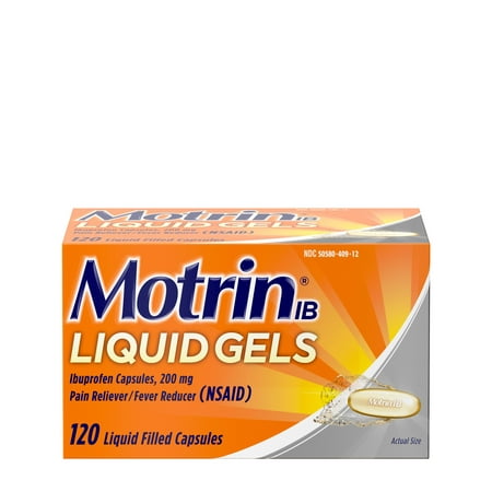 Motrin IB Liquid Gels  Ibuprofen 200 mg  Pain & Fever Relief  120 Ct