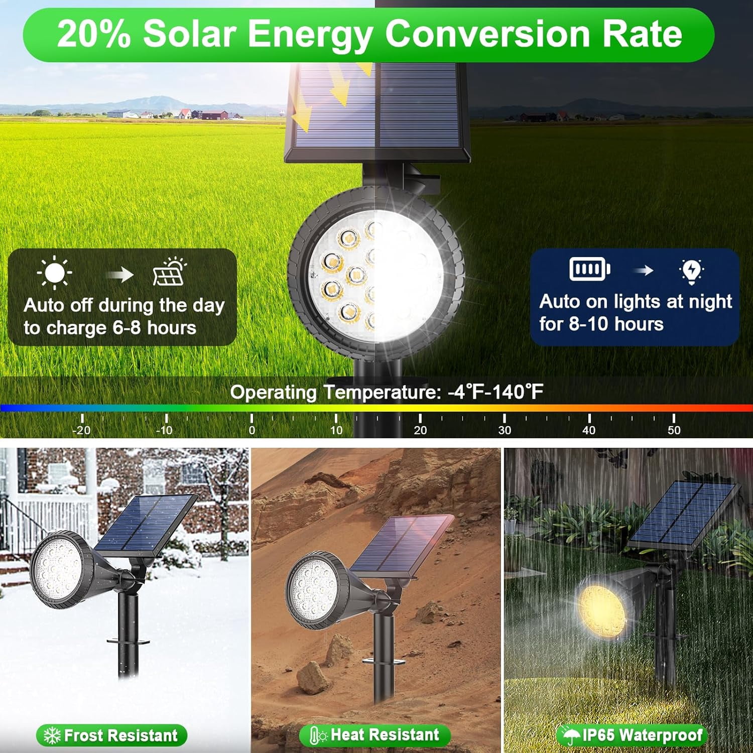 Solar Color Changing Spot Lights Outdoor, 8 pack, 7 Modes RGB, 180° Adjustable Waterproof Landscape Lights for Yard, Pathway, Garden