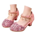 thumbnail image 3 of Fozruso Girls Princess Party Pump Shoes,Sizes 10 Little Kid,Low Heeled Glitter Dress Shoes Ankle Buckle Strap Party School Shoes, 3 of 7
