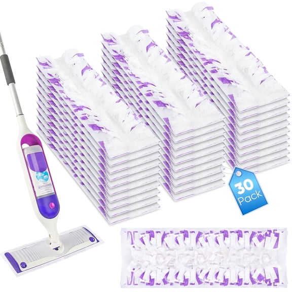 SUGARDAY 30 Pack Disposable Mop Pads Compatible with PowerMop Multi-Surface Mop and PowerMop Wood Mop Refills Replacement for Floor Cleaning