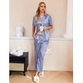 thumbnail image 2 of Ekouaer Silk Pajamas for Womens Set 2 Piece Satin Pjs Soft Button Down Sleepwear Wide Leg Long Pants with Pockets, 2 of 6