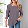 thumbnail image 5 of Godom Blouses for Women Dressy Casual 3/4 Length Sleeve Womens Tops Solid Color Tshirt, 5 of 7