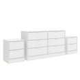 thumbnail image 3 of Kappesberg Fresno White 3-Piece Dresser and 2 Nightstands Set – 6-Drawer Modern Bedroom Combo - for Adults and Teens, 3 of 8