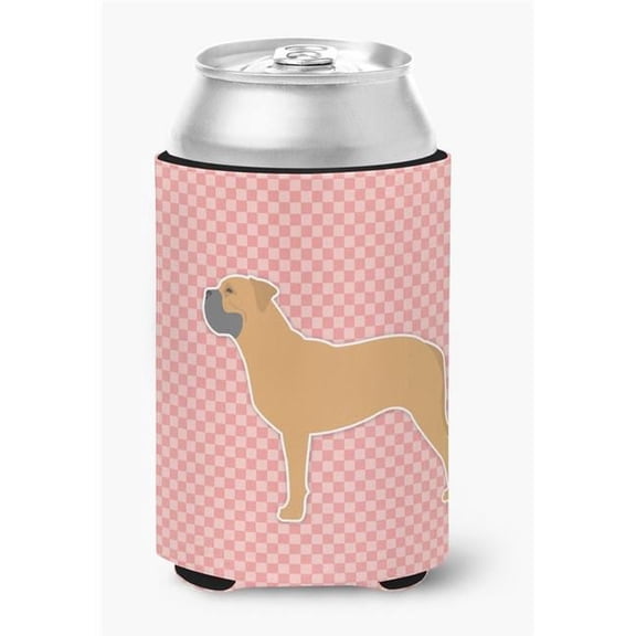 Bullmastiff Checkerboard Pink Can or Bottle Hugger