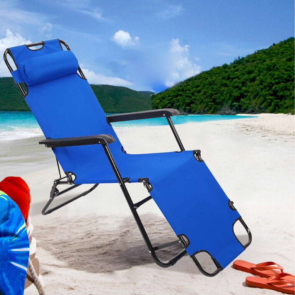 Levang Folding Camp Chair with Footrest Mesh Lounge Chair with Cup