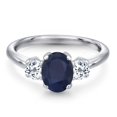 thumbnail image 3 of Gem Stone King 2.46 Ct Oval Blue Sapphire White Topaz 925 Sterling Silver Ring, 3 of 6