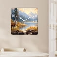 thumbnail image 4 of 10 Inch Wall Clock Battery Operated Square Clock for Office, Kitchen, Outdoor, Living Room,Deer Forest Lake Autumn Picture, 4 of 4