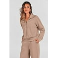 thumbnail image 4 of PRETTYGARDEN Women's 2 Piece Outfits Casual Lapel Half Zip Sweatshirts And Wide Leg Pants Tracksuit Sets, 4 of 8