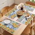 thumbnail image 5 of Sunflowers Trucks Placemats Set of 8 Spring Farmhouse Eucalyptus Teal Wood Place Mats Indoor Wipeable Table Mats Washable Cloth Dining Table Placemats for Kitchen Holiday Party Home Decor 13x19 Inch, 5 of 9