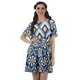 thumbnail image 1 of Moomaya Moss Georgette Bell Sleeves Short A-Line Printed Summer Dress For Women, 1 of 5