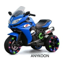 Anykoon 12V Kids  ride on  Electric motorcycle with three lighting wheels,Could play music, for Girls and Boys from 3 to 6 years Blue