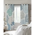 thumbnail image 4 of Coastal Blackout Curtains for Bedroom Living Room Darkening Curtains 54 Inch Long Summer Beach Nautical Coral Starfish Short Curtain for Small Window Treatment Insulated Grommet Drapes 52"x54"x2, 4 of 9