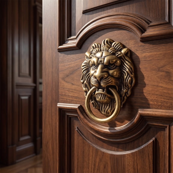 KONTONTY Coffee Brass Lion Head Door Knocker with Durable Handmade Finish for Home Cabinet Pulls