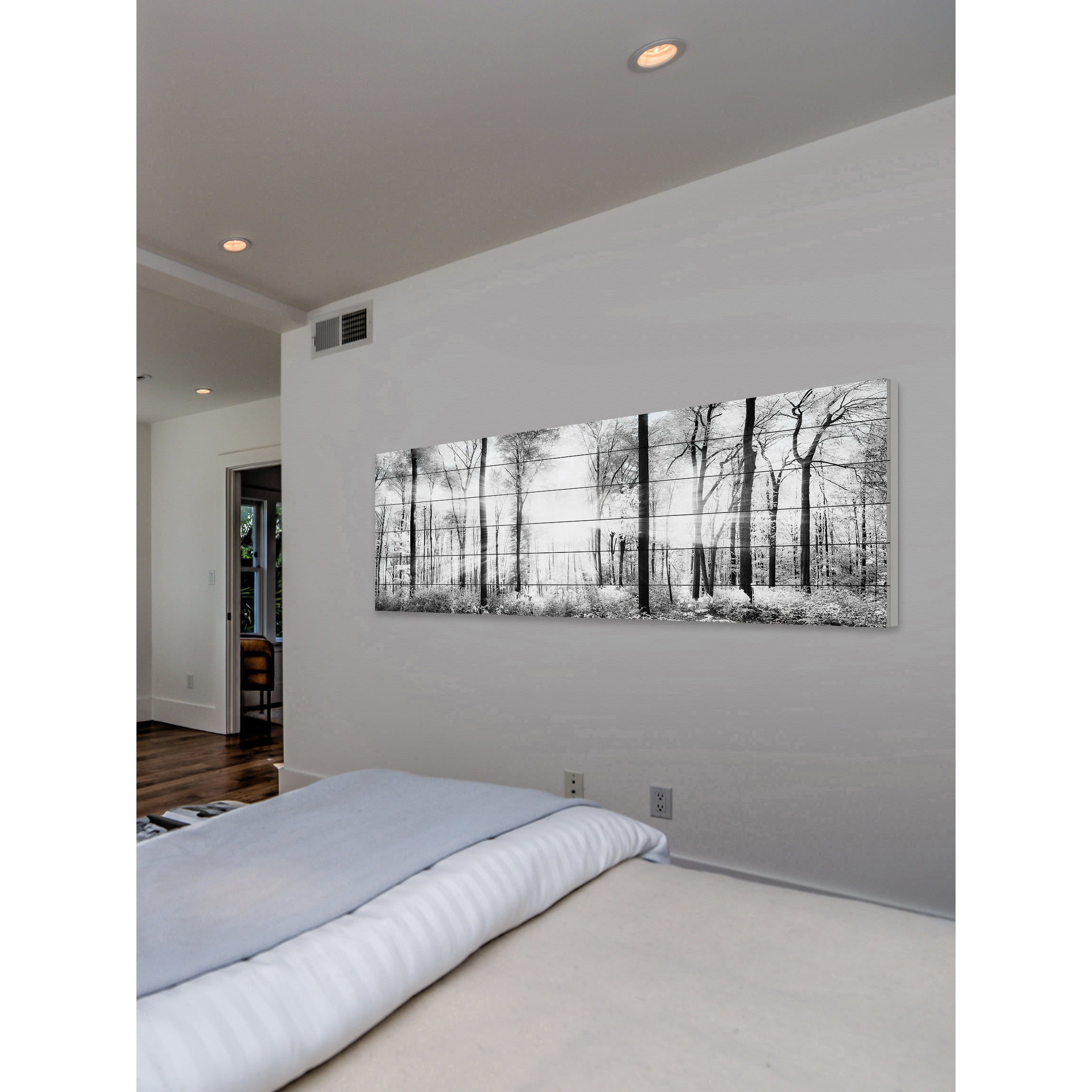 Parvez Taj White Light Forest White Wood Wall Art, 10" x 30"