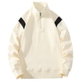 thumbnail image 1 of cfhntfmh Men's Quarter Zip Sweatshirt Casual Mock Neck Long Sleeve Color Block Pullover Sweatshirt Fall Oversized Basic Tops, 1 of 6