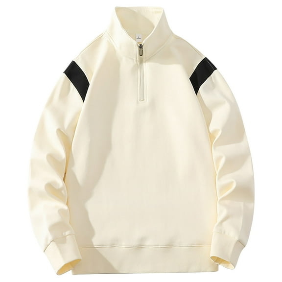 Chbgutlmr Quarter Zip Pullover Men Stand Collar Long Sleeve Color Block Casual Track Tops Loose Athletic Sweatshirt
