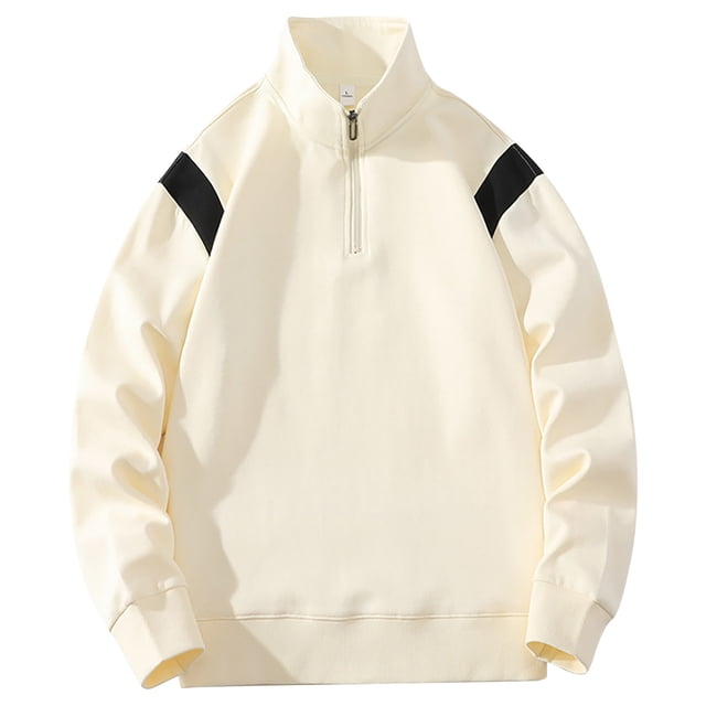 cfhntfmh Men's Quarter Zip Sweatshirt Casual Mock Neck Long Sleeve Color Block Pullover Sweatshirt Fall Oversized Basic Tops
