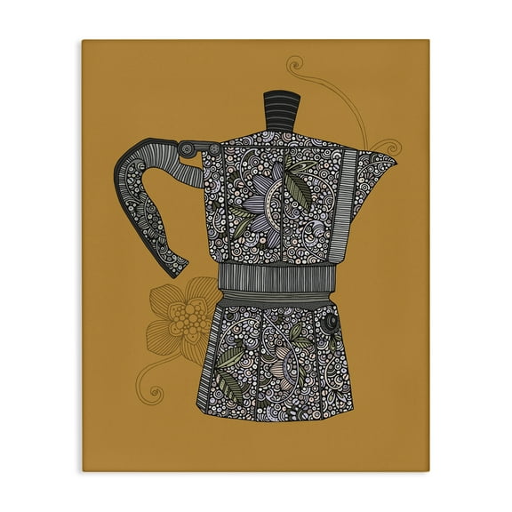 Stupell Industries Moka Pot Coffee Maker Food & Beverage Painting Gallery Wrapped Canvas Art Print Wall Art, 16 x 20