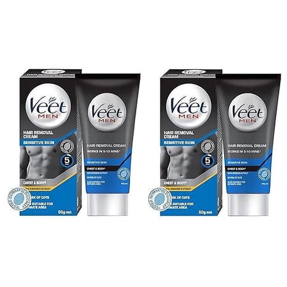 Veet Hair Removal Cream for Men, Sensitive Skin - 50g (Pack of 2)