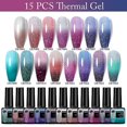 thumbnail image 2 of Juego de esmaltes de uñas de gel térmico de 7,5 ml, 10/15 Uds., cambio de Color de temperatura, semipermanente, Kit de manicura Led Uv, 10 Uds., reflectante 11_ kaili Sencillez, 2 of 4