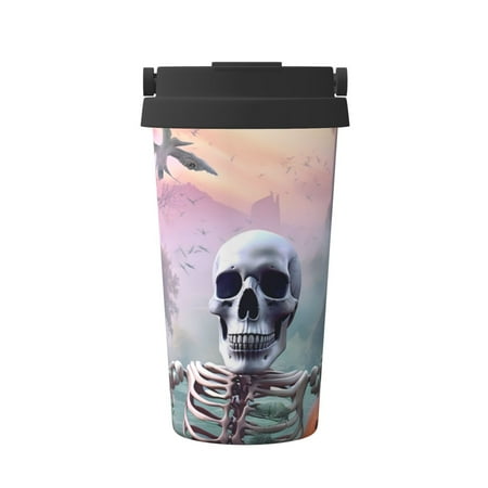 

Salouo Mist Sunflower Skull Print Coffee Travel Mug Spill Proof with Lid-Stainless Steel Vacuum Insulated Tumbler - Thermos Cup for Keep Hot/Ice Coffee Tea and Beer