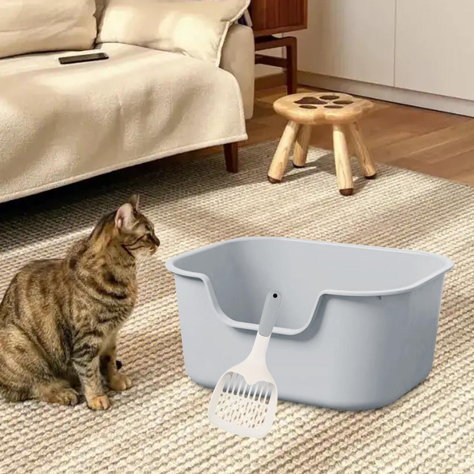 Open Top Pet Litter Tray Portable Cat for All Kinds of Cat Litter Gray