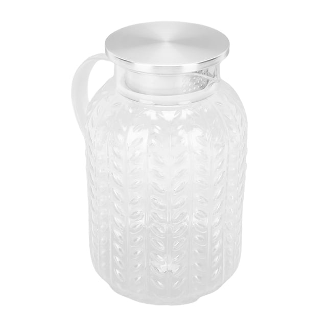 Con Jarra De Agua Transparente Con Tapa Y Asa, Jarra De Té Helado Con Patrón De Hojas Acrílicas A Prueba De Calor De 1,8 L Para Bebidas De Café