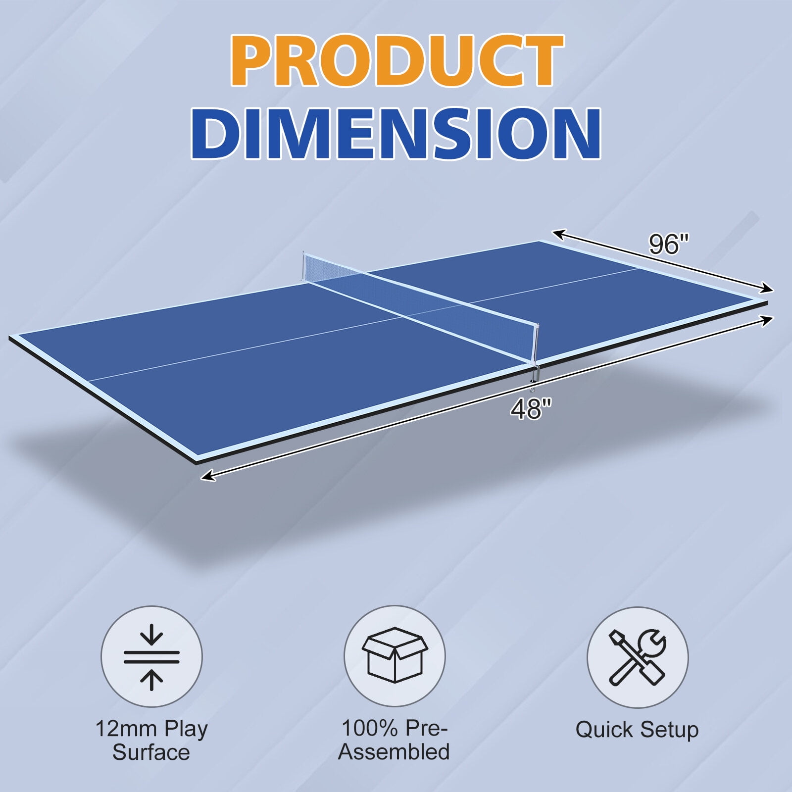 Table Tennis Table 8ft Blue Mid-Size Ping Pong Conversion Top Foldable & Portable Table Tennis Table Top for Indoor Games,Indoor Ping Pong Table