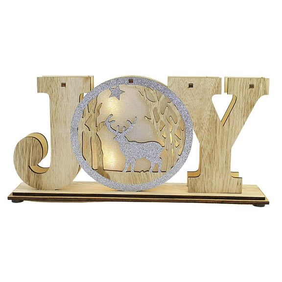 Christmas Lit Word Forest Sign Plywood Battery Plywood Glittered Mx180316 Joy