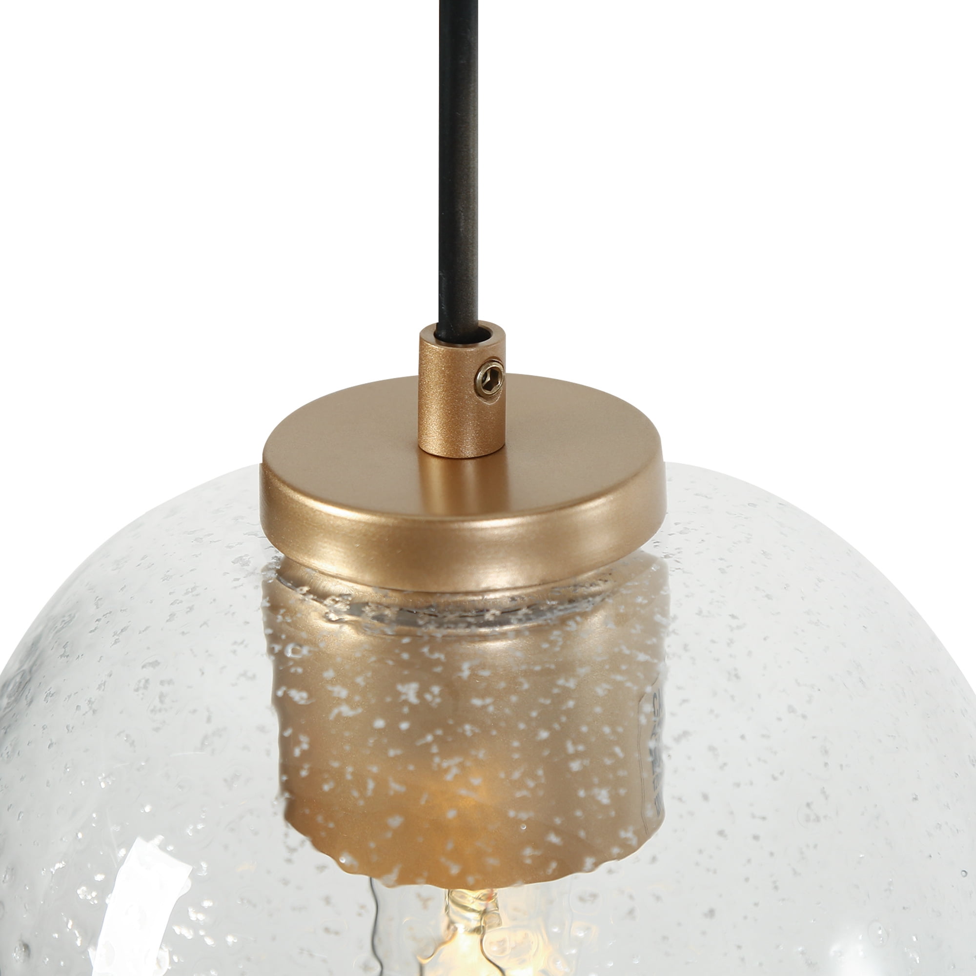 LNC Matte Gold and Bubble Glass Modern Seeded Glass Cylinder Mini Pendant Light