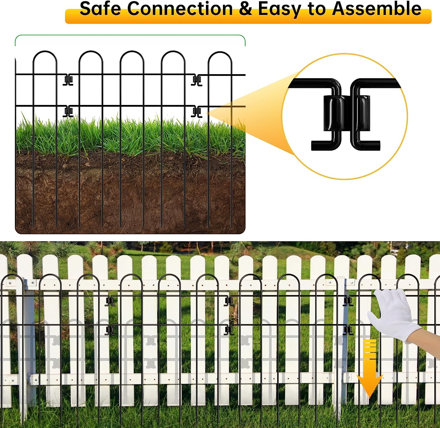 30-Pack No Dig Fence, Decorative Garden Fence Border Outdoor Animal Barrier Rustproof Metal
