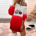 thumbnail image 2 of Pompotops Woman Valentine Printed O Neck Hedging Long Sleeve Strapless Dress, 2 of 5