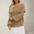 thumbnail image 6 of Holzkary Off The Shoulder Sweater Long Sleeve 2025 New Loose Knitted Sweater for Women One Neck Sweater Oversized Ribbed Knit Fall Pullover Tops Winter Going Out Outfits Khaki Xl, 6 of 8