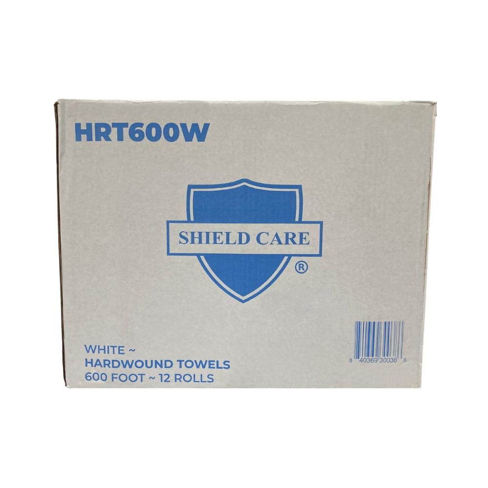 SSBM 8" x 600' 2" Core Hardwound High-Quality Premium White Paper Towel, Superior softness, Highly Absorbent, and Strength, 1 Ply, White, 30 Cases/360 Rolls