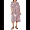 thumbnail image 2 of Vestido Midi Holgado Informal de Verano para Mujer, con Escote en V, Cordones, Media , Estampado Geométrico Bohemio Lila XL, 2 of 7