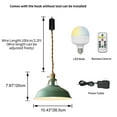 thumbnail image 3 of FSLiving Industrial Green Metal Pendant Light with Rechargeable Battery Operated LED Bulb Adjustable Wire Length Hanging Light RGB Mode Dimmable Timing Lighting Fixtures for Kitchen Factory - Set of 3, 3 of 5