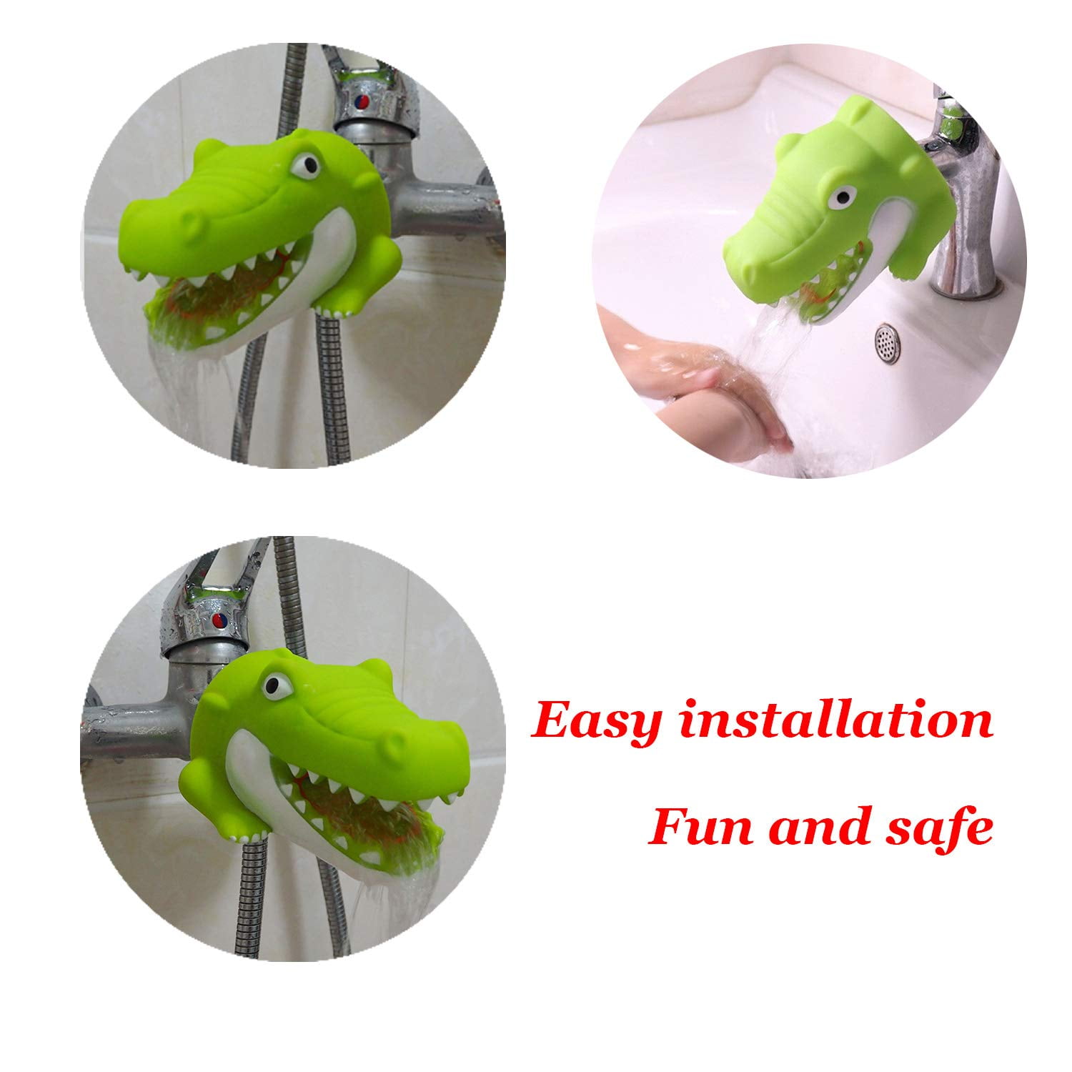 Children’s Faucet Extender Bath Spout Cover for Baby: Sink Extension Hand Washing - Child Kitchen Accessories (Crocodile)