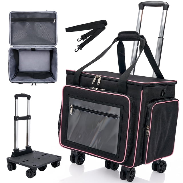 Amythe Sac Fourre-Tout Roulant pour Enseignante avec Compartiment pour Ordinateur Portable de 15,6 Pouces, Mallette pour Ordinateur Portable à 5 Roues avec Chariot Détachable, Sac à Roulettes pour Femmes pour le Travail, Off