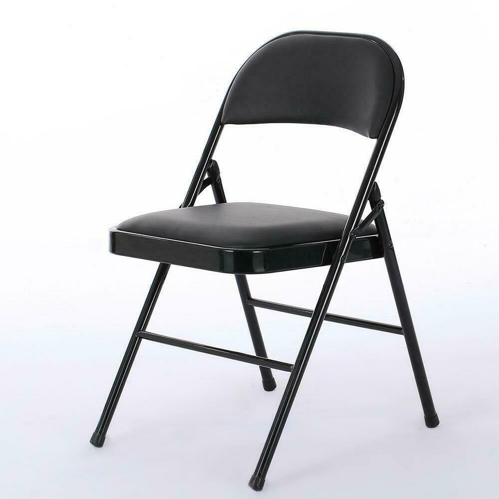 Casart 4-Pack Folding Chairs with Upholstered Padded Seat and Back Grey /& Black with Metal Frame Home Office Party Use