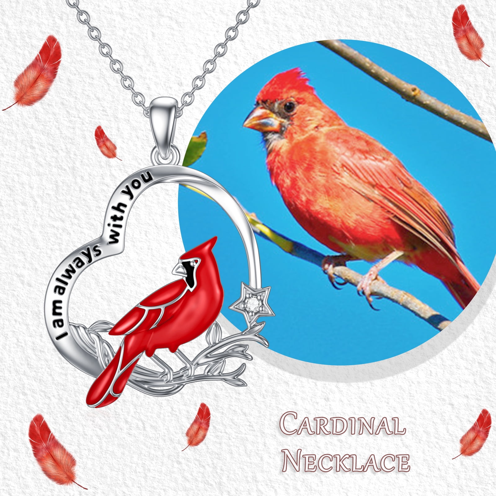Cardinal on Branch Necklace