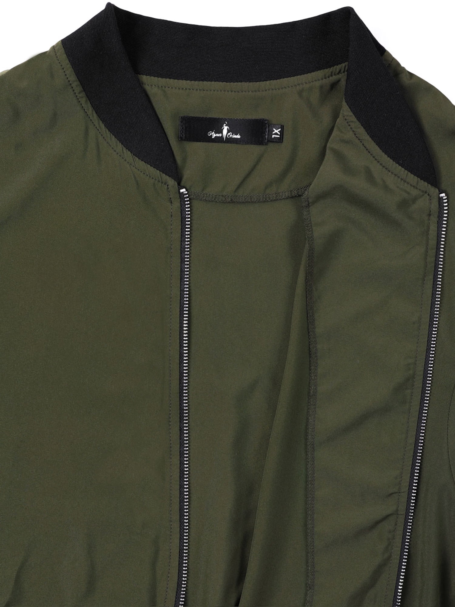 Unique Bargains Women's Plus Size Zipper Trim Outerwear Bomber Jacket