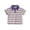 Purple, variant on Kids Colorful Striped Polo Shirt Contrast Ribbed Collar Breathable Short Sleeve Preppy Top for Outdoor Activities PE Class & Weekend Travel Attire Purple 110