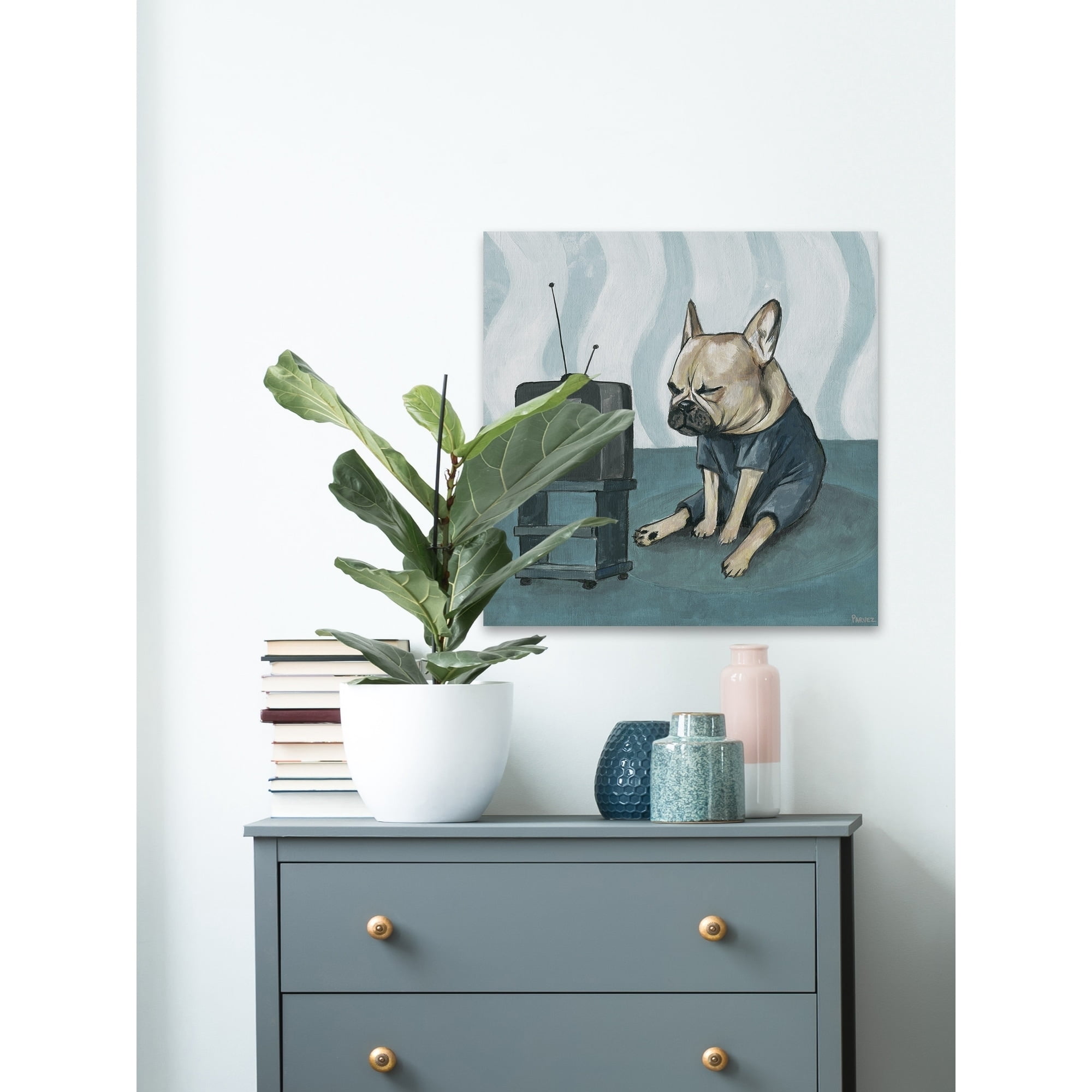Parvez Taj Bored Bulldog Canvas Wall Art