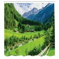 thumbnail image 3 of Ambesonne Nature Shower Curtain, Alpine Scenery Pastoral, 69"Wx75"L, Green White, 3 of 5