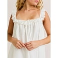 thumbnail image 6 of Women Lace Trim Mini Camis Dress Spaghetti Strap Square Neck Short Dress Backless Babydoll Dresses White L (Floral Maxi Dresses for Women), 6 of 9