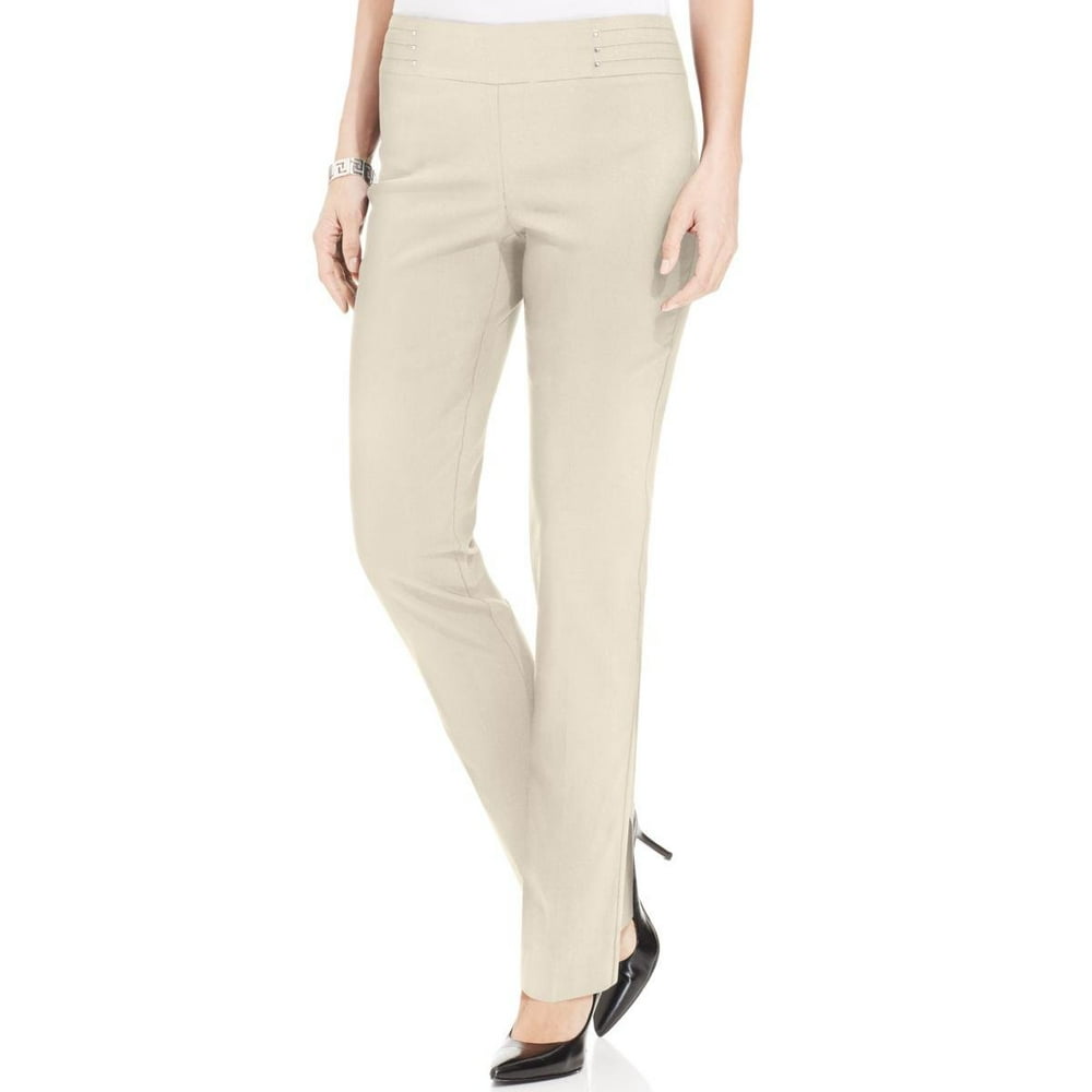 JM Collection - JM COLLECTION Petite Ivory Studded Tummy Control Pull On Pants XL - Walmart.com