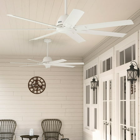 Hunter - Downtown Indoor/Outdoor Ceiling Fan, Wall Control, 60-inch, Matte White, Industrial-style, 6-speed, Energy Star, 53436, for porches, patios, sunrooms, bathrooms