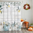 thumbnail image 3 of Shower Curtains for Bathroom-60"x72",Farmhouse Pumpkin on Wood Board Waterproof Bath Curtain Grommet Shower Curtain Set, 3 of 7