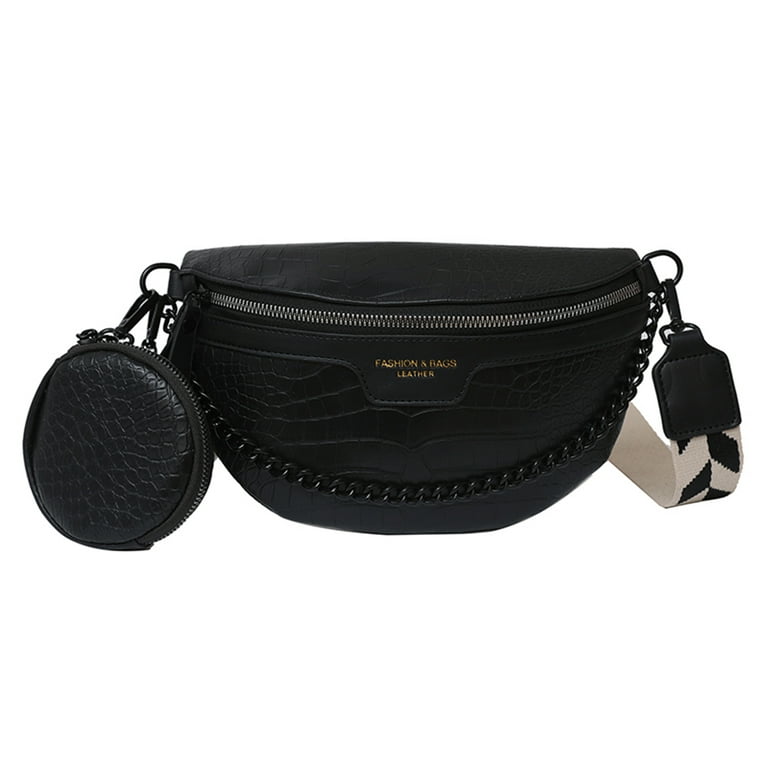  Mai Woven Bag Strap - Black & White with Black Leather