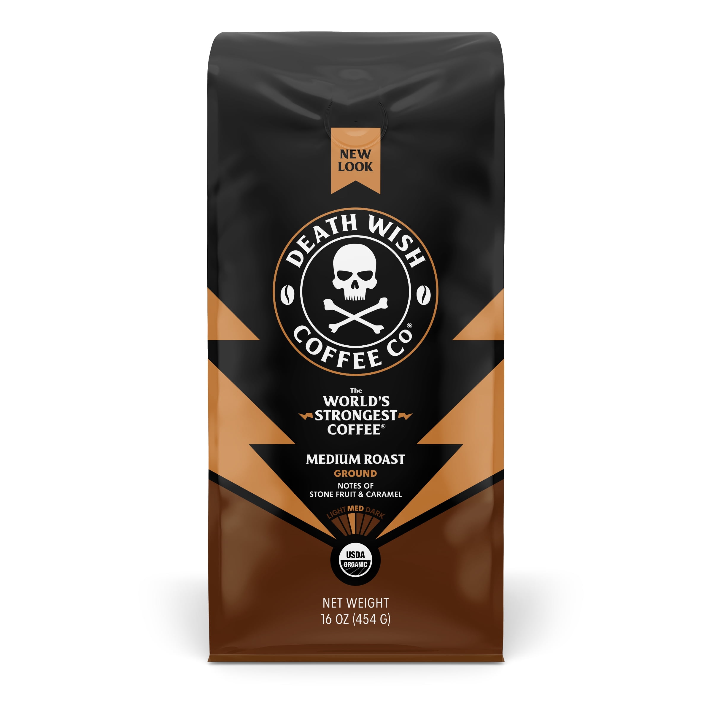 Death Wish Coffee, Medium Roast, Ground, Fair Trade, Organic, Bag, 16oz